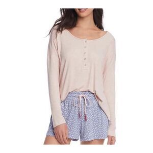 Splendid long sleeve Henley & shorts 2pc pajama set large NEW